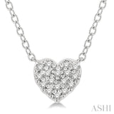 1/10 ctw Heart Charm Round Cut Diamond Petite Fashion Pendant With Chain in 14K White Gold