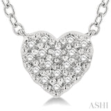 1/10 ctw Heart Charm Round Cut Diamond Petite Fashion Pendant With Chain in 14K White Gold
