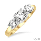 1 1/2 Ctw Past Present and Future Round Cut Diamond Precious Ring in 14K Yellow and White Gold
