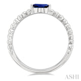5x2.5 MM Marquise Shape Sapphire and 1/5 Ctw Round Cut Diamond Precious Split Twin Ring in 10K White Gold