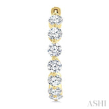 5 Ctw Inside-Out Single Prong Set Round Cut Diamond Hoop Earrings in 14K Yellow Gold