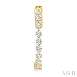 1 Ctw Inside-Out Single Prong Set Round Cut Diamond Hoop Earrings in 14K Yellow Gold