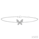 1/6 Ctw Petite Butterfly Round Cut Diamond Fashion Bracelet in 10K White Gold