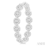 3 ctw Circular Link Lovebright In-Out Round Cut Diamond Hoop Earring in 14K White Gold
