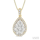 1/2 ctw Pear Shape Diamond Lovebright Pendant in 14K Yellow and White Gold with Chain