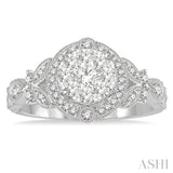 5/8 ctw Diamond Lovebright Engagement Ring in 14K White Gold