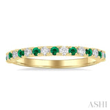 1.80 MM Round Shape Emerald and 1/4 Ctw Round Cut Diamond Precious Stack Band in 10K Yellow Gold