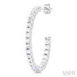 1/3 ctw French Pave Set Round Cut Diamond Fashion Half Hoop Earring in 14K White Gold