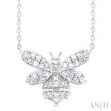 1/4 Ctw Petite Bumble Bee Round Cut Diamond Fashion Pendant With Chain in 10K White Gold