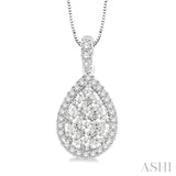 1/2 ctw Pear Shape Diamond Lovebright Pendant in 14K White Gold with Chain