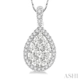 1/2 ctw Pear Shape Diamond Lovebright Pendant in 14K White Gold with Chain