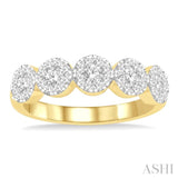 3/4 ctw 5-Stone Lovebright Round Cut Diamond Ring in 14K Yellow & White Gold