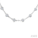 4 Ctw Bezel Set Round Cut Diamond Station Necklace in 14K White Gold