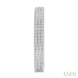 1/2 Ctw Triple Row Pave Set Round Cut Diamond Fashion Hoop Earring in 14K White Gold