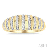 1/5 ctw Ribbed Dome Shape Round Cut Diamond Fashion Ring in 10K Yellow Gold