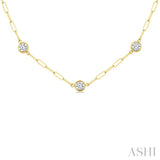 1 1/2 Ctw Bezel Set Round Cut Diamond Paperclip Station Necklace in 14K Yellow Gold