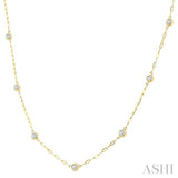 1/2 Ctw Bezel Set Round Cut Diamond Paperclip Station Necklace in 14K Yellow Gold