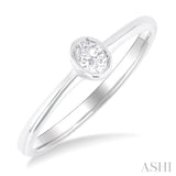 1/6 ctw Petite Bezel Set Oval Cut Diamond Fashion Ring in 10K White Gold