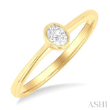 1/6 ctw Petite Bezel Set Oval Cut Diamond Fashion Ring in 10K Yellow Gold