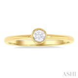 1/6 ctw Petite Bezel Set Round Cut Diamond Fashion Ring in 10K Yellow Gold