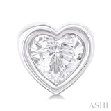 1/5 Ctw Petite Bezel Set Heart Shape Diamond Fashion Stud Earring in 10K White Gold