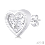 1/5 Ctw Petite Bezel Set Heart Shape Diamond Fashion Stud Earring in 10K White Gold