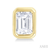 1/5 ctw Petite Bezel Set Emerald Cut Diamond Fashion Stud Earring in 10K Yellow Gold