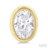 1/5 ctw Petite Bezel Set Oval Cut Diamond Fashion Stud Earring in 10K Yellow Gold