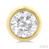 1/5 ctw Petite Bezel Set Round Cut Diamond Fashion Stud Earring in 10K Yellow Gold