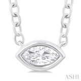 1/6 Ctw Petite East-West Bezel Set Marquise Cut Diamond Fashion Pendant With Chain in 10K White Gold