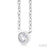 1/6 ctw Petite Bezel Set Round Cut Diamond Fashion Pendant With Chain in 10K White Gold