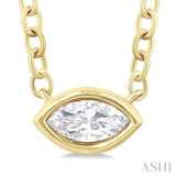 1/6 Ctw Petite East-West Bezel Set Marquise Cut Diamond Fashion Pendant With Chain in 10K Yellow Gold