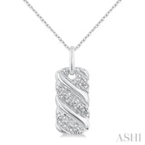 1/10 Ctw Bold Ribbed Swirl Round Cut Diamond Bold Fashion Pendant With Chain in Sterling Silver