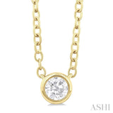 1/6 ctw Petite Bezel Set Round Cut Diamond Fashion Pendant With Chain in 10K Yellow Gold