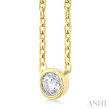 1/6 ctw Petite Bezel Set Round Cut Diamond Fashion Pendant With Chain in 10K Yellow Gold