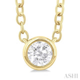 1/6 ctw Petite Bezel Set Round Cut Diamond Fashion Pendant With Chain in 10K Yellow Gold