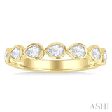 3/4 ctw East-West Set Pear Cut Bezel Diamond Stackable Fashion Band in 14K Yellow Gold