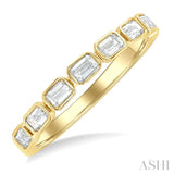 3/4 ctw East-West Emerald Cut Bezel Diamond Fashion Band in 14K Yellow Gold