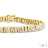 1.00 ctw Ribbed Round Cut Diamond Bracelet in 14K Yellow Gold