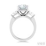 1.00 ctw Oval Shape Trillion Cut & Round Cut Diamond Semi Mount Engagement Ring in 14K White Gold