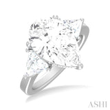 1.00 ctw Pear Shape Trillion Cut & Round Cut Diamond Semi Mount Engagement Ring in 14K White Gold