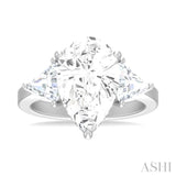 1.00 ctw Pear Shape Trillion Cut & Round Cut Diamond Semi Mount Engagement Ring in 14K White Gold