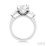 1.00 ctw Pear Shape Trillion Cut & Round Cut Diamond Semi Mount Engagement Ring in 14K White Gold