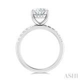 1/3 ctw Oval Shape Round Cut Diamond Semi Mount Engagement Ring in 14K White Gold