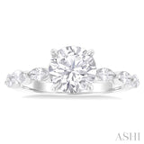 3/4 ctw Round Shape Marquise and Round Cut Diamond Semi Mount Engagement Ring in 14K White Gold