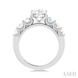 1.00 ctw Marquise Shape Round Cut Diamond Semi Mount Engagement Ring in 14K White Gold