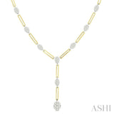 1 3/4 Ctw Lovebright Oval Shape Round Cut Diamond Paperclip Fashion Necklace in 14K Yellow and White Gold