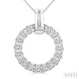 1/8 ctw Cable Chain Inspired Bold Weave Circle Round Cut Diamond Pendant With Chain in Sterling Silver