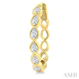 1 Ctw Bezel Set Pear Cut Diamond Fashion Hoop Earring in 14K Yellow Gold