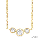 1/4 Ctw Past, Present & Future 3-Stone Bezel Set Round Cut Diamond Necklace in 14K Yellow Gold